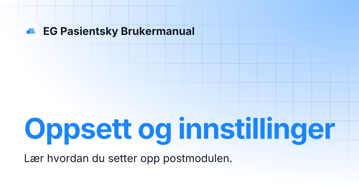Oppsett og innstillinger | EG Pasientsky Brukermanual